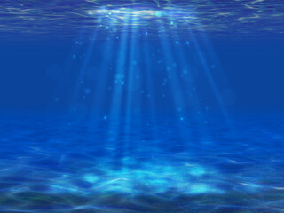 光差し込む海底のイメージ背景 - obrazy, fototapety, plakaty