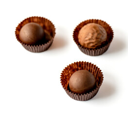 chocolate candies isolated on white