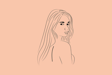 Abstract  hand-drawn line drawing minimal woman portrait and body Vector illustration Contemporary portrait