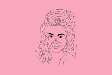 Abstract  hand-drawn line drawing minimal woman portrait and body Vector illustration Contemporary portrait
