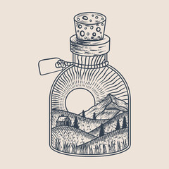 sunshine in a bottle vintage illustration