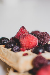 Alimentos saludables - Frutos congelados - Arandanos - Waffles