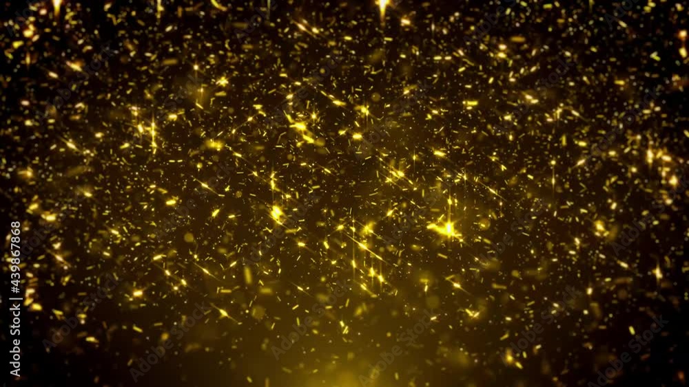 Poster abstract glowing gold glitter sparkling particles background/ 4k animation of an abstract falling go