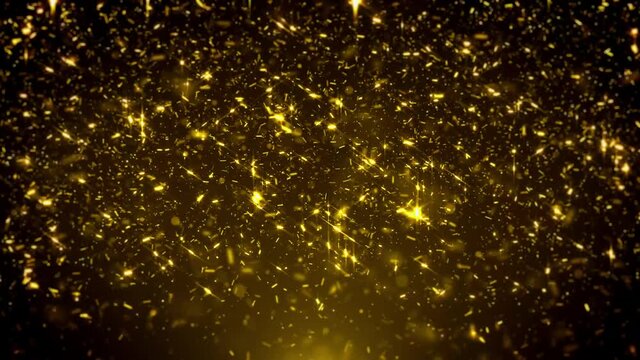 Abstract Glowing Gold Glitter Sparkling Particles Background/ 4k animation of an abstract falling gold sparkling particles with glimmer fx seamless looping