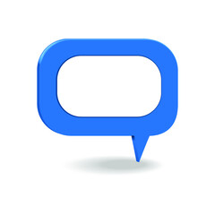 Blue blank speech bubble icon isolated on a white background