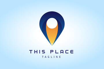 yellow dark blue pin map gradient logo