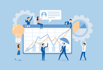 Business team and illustrations equipment related to work