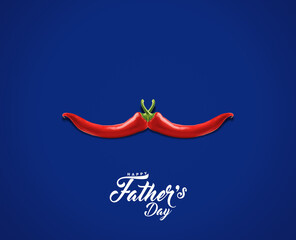 Happy Father's Day burger Concept. Father symbol shape with burger and Chili pepper concept for restaurant and food brand for father's day. Restaurant and fast food Father's day concept.