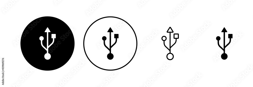 Poster usb icon set. flash disk icon vector