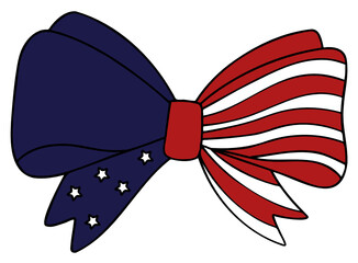 Bow and America Flag-USA illustration for web, wedsite, application, presentation, Graphics design, branding, etc.