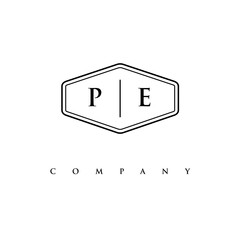 initial PE logo design vector