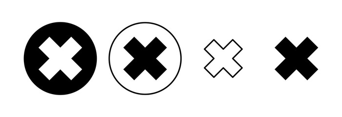 Close icon set. Delete icon vector. cross sign
