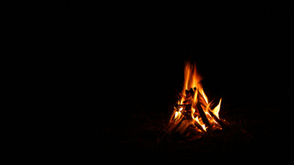 A bonfire in the dark night