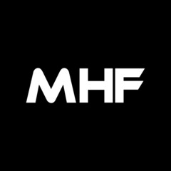 MHF letter logo design with black background in illustrator, vector logo modern alphabet font overlap style. calligraphy designs for logo, Poster, Invitation, etc.