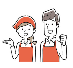 ベクターイラスト素材：アルバイト、パートとして働くの男性と女性
