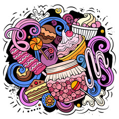Obraz na płótnie Canvas Sweet food vector doodles illustration.