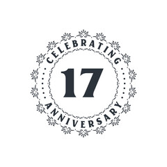17 anniversary celebration, Greetings card for 17 years anniversary
