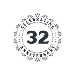 32 anniversary celebration, Greetings card for 32 years anniversary