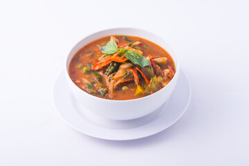Thai delicious food. Thai curry on the white background.