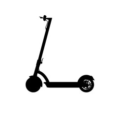 Realistic silhouette of electric scooter. Black icon on a white background.
