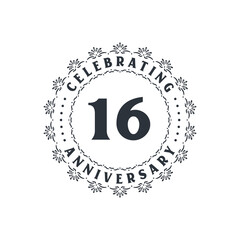 16 anniversary celebration, Greetings card for 16 years anniversary