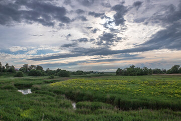 Fototapeta na wymiar landscape with river and clouds