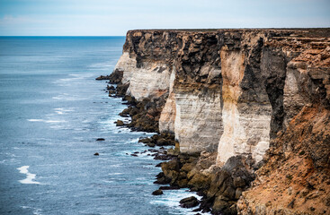 The Bunda Cliffs stretch roughly 100 km along the Great Australian Bight. The cliffs formed when Australia separated from Antarctica approximately 65 million years ago.