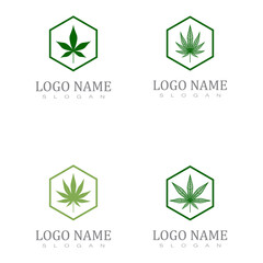 Cannabis Marijuana Hemp Pot Leaf Silhouettes Logo Vector