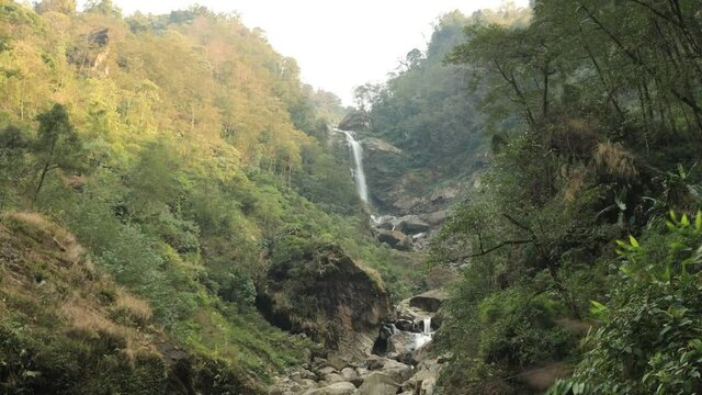 Time lapse video of waterfall on a height in Meghalaya
