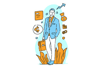 style of businessman success illustration hand draw