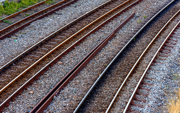 Old rusty train tracks that cross the city in Belo Horizonte, Minas Gerais, Brazil