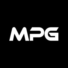 MPG letter logo design with black background in illustrator, vector logo modern alphabet font overlap style. calligraphy designs for logo, Poster, Invitation, etc.