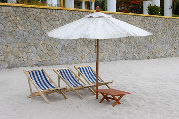 A sandy beach bed for a relaxing vacation.