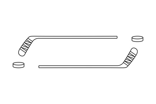 black and white hockey sticks and pucks clip art preview