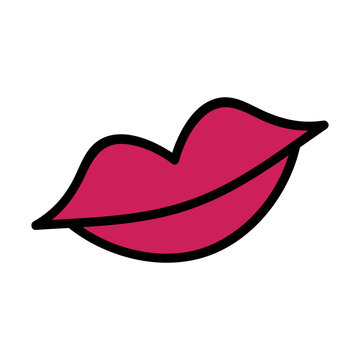 Lips isolated. Glamour style. Doodle vector image