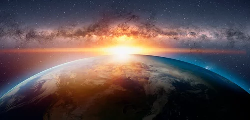 Foto op Canvas Planeet Aarde met een spectaculaire zonsondergang &quot Elementen van deze afbeelding geleverd door NASA&quot  © muratart