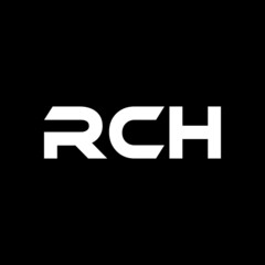 RCH letter logo design with black background in illustrator, vector logo modern alphabet font overlap style. calligraphy designs for logo, Poster, Invitation, etc.