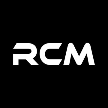 RCM letter logo design with black background in illustrator, vector logo modern alphabet font overlap style. calligraphy designs for logo, Poster, Invitation, etc.