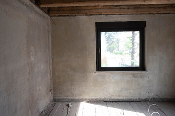 window in a room of an old house to be renovated