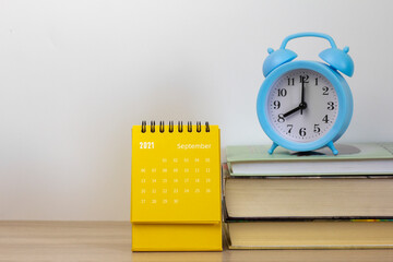 Tear-off calendar for September 2021. Desktop calendar for planning, assigning, organizing, and managing each date.Back to school.