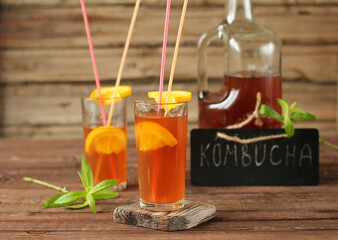 Kombucha keto diet drink.  Kombucha second fermented fruit tea, probiotic food. 