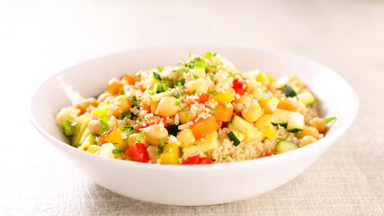 vegetarian couscous- semolina with zucchini, tomato and bell pepper
