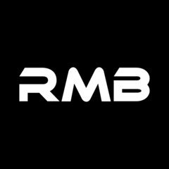 RMB letter logo design with black background in illustrator, vector logo modern alphabet font overlap style. calligraphy designs for logo, Poster, Invitation, etc.