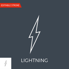 Lightning Vector Icon. Thin Line Vector Illustration. Adjust stroke weight - Expand to any Size - Easy Change Colour - Editable Stroke