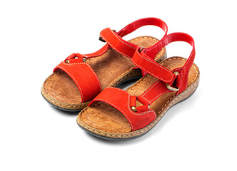 Red leather summer  sandal