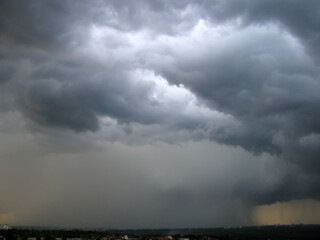 Fototapeta na wymiar Cloudy stormy skyskape downpour wall