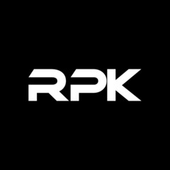 RPK letter logo design with black background in illustrator, vector logo modern alphabet font overlap style. calligraphy designs for logo, Poster, Invitation, etc.