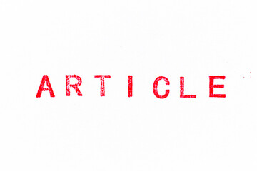 Red color rubber stamp in word article on white paper background