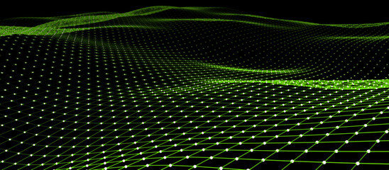 抽象的な技術の背景　コンピューターマトリックス　粒子の未来的なサイバー背景　3Dレンダリング