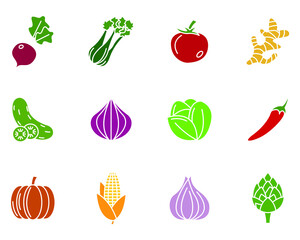 Vegetarian, vegetable set icon symbol template for graphic and web design collection logo vector illustration